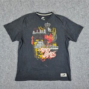 Nike LeBron James‎ King Triple Double Graphic T Shirt Mens Black Sz 2XL Flawed